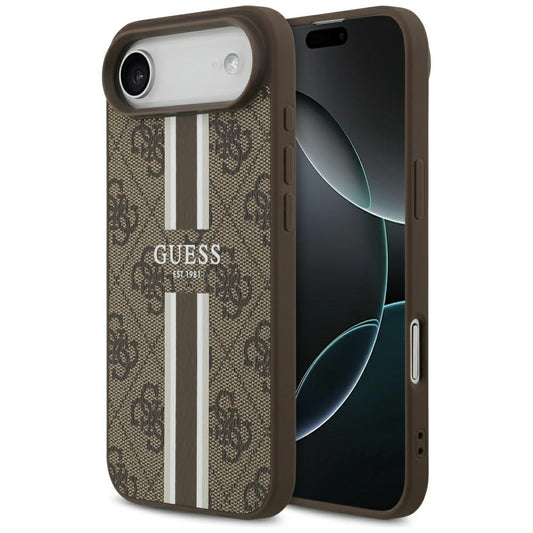 MagSafe futrola za Apple iPhone 17 Air, Guess, 4G Printed Stripes, smeđa
