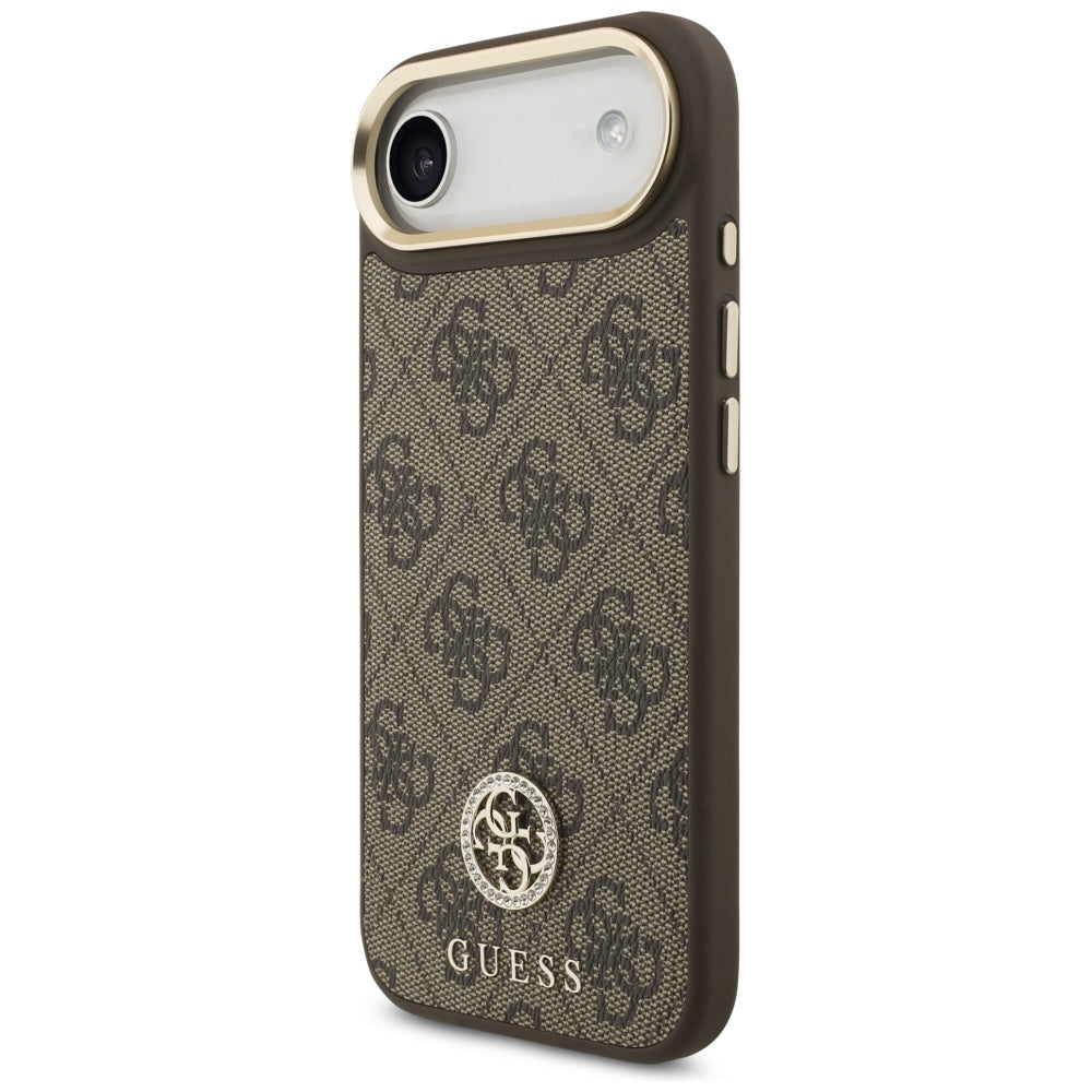 MagSafe futrola za Apple iPhone 17 Air, Guess, 4G Strass Logo s velikom trakom, smeđa