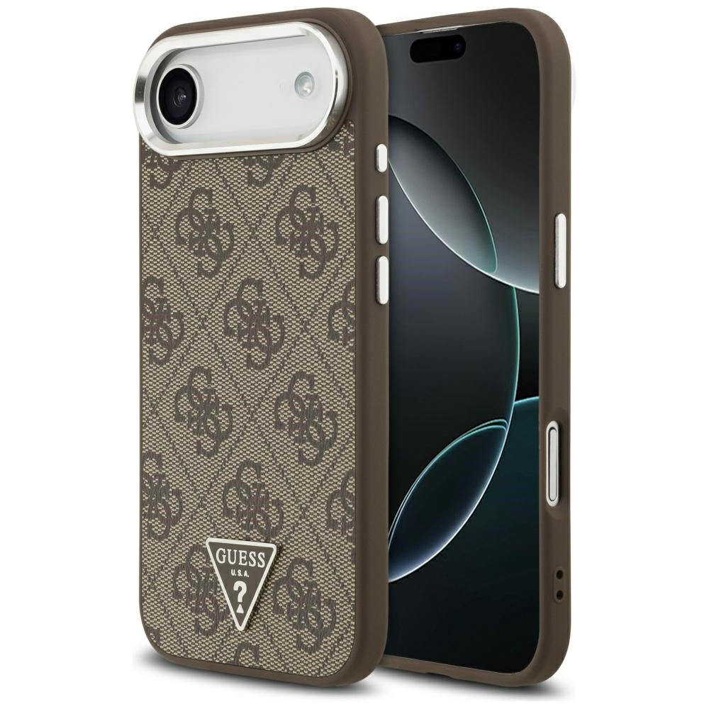 MagSafe futrola za Apple iPhone 17 Air, Guess, 4G Triangle Logo, Smeđe Srebrna