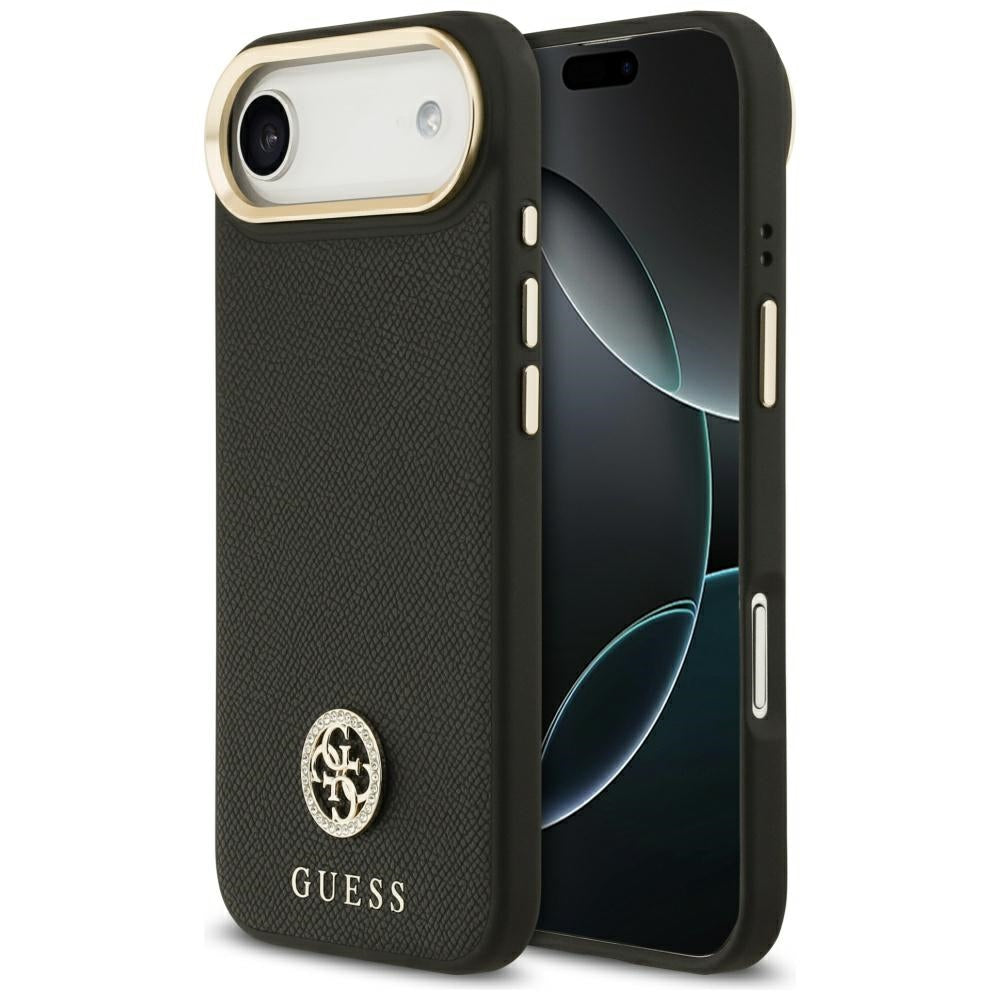 Futrola MagSafe za Apple iPhone 17 Air, Guess, Grained Strass Logo, Crna
