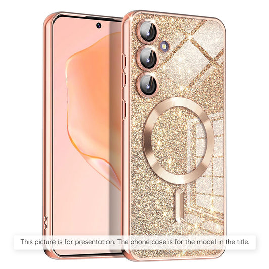 Futrola MagSafe za Apple iPhone 17 Air, Techsuit, Luxury Glitter, Zlatno Roza