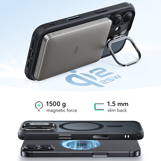 Futrola MagSafe za Apple iPhone 17, ESR, Classic Hybrid Kickstand, Satin Crna