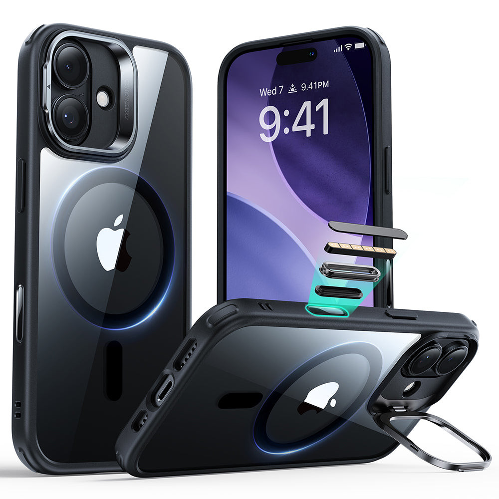 Futrola MagSafe za Apple iPhone 17, ESR, Classic Hybrid Kickstand, Crno Prozirna