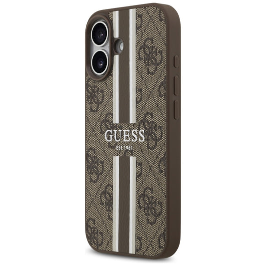 MagSafe futrola za Apple iPhone 17, Guess, 4G Printed Stripes, smeđa
