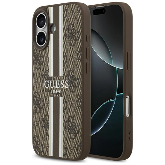 MagSafe futrola za Apple iPhone 17, Guess, 4G Printed Stripes, smeđa