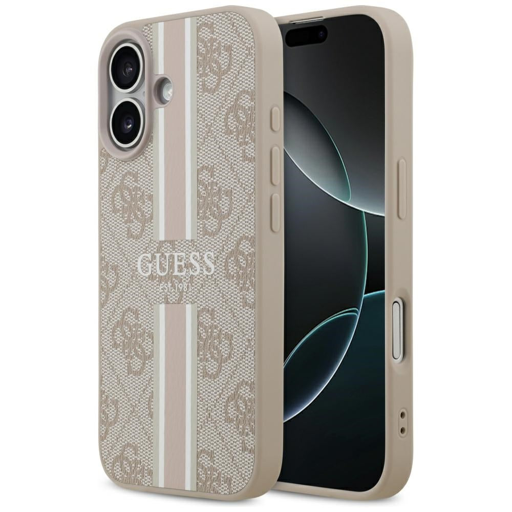 MagSafe futrola za Apple iPhone 17, Guess, 4G Printed Stripes, Roza