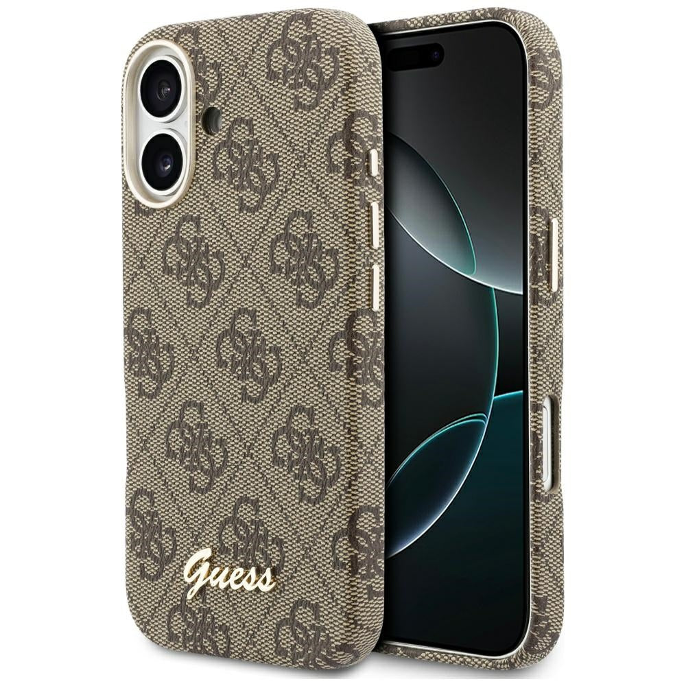Futrola MagSafe za Apple iPhone 17, Guess, 4G Script Logo, Smeđa