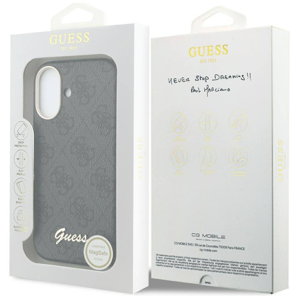 MagSafe futrola za Apple iPhone 17, Guess, 4G Script Logo, Crna