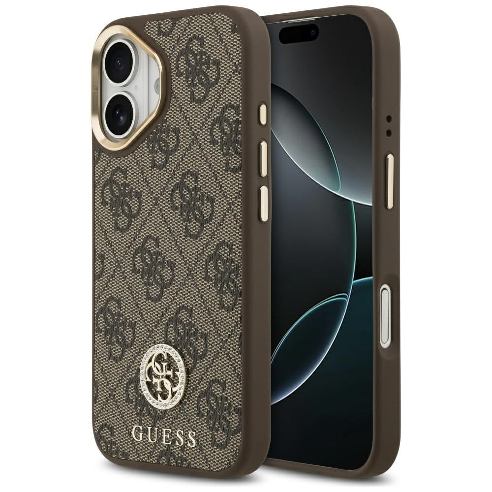 MagSafe futrola za Apple iPhone 17, Guess, 4G Strass Logo, Smeđa