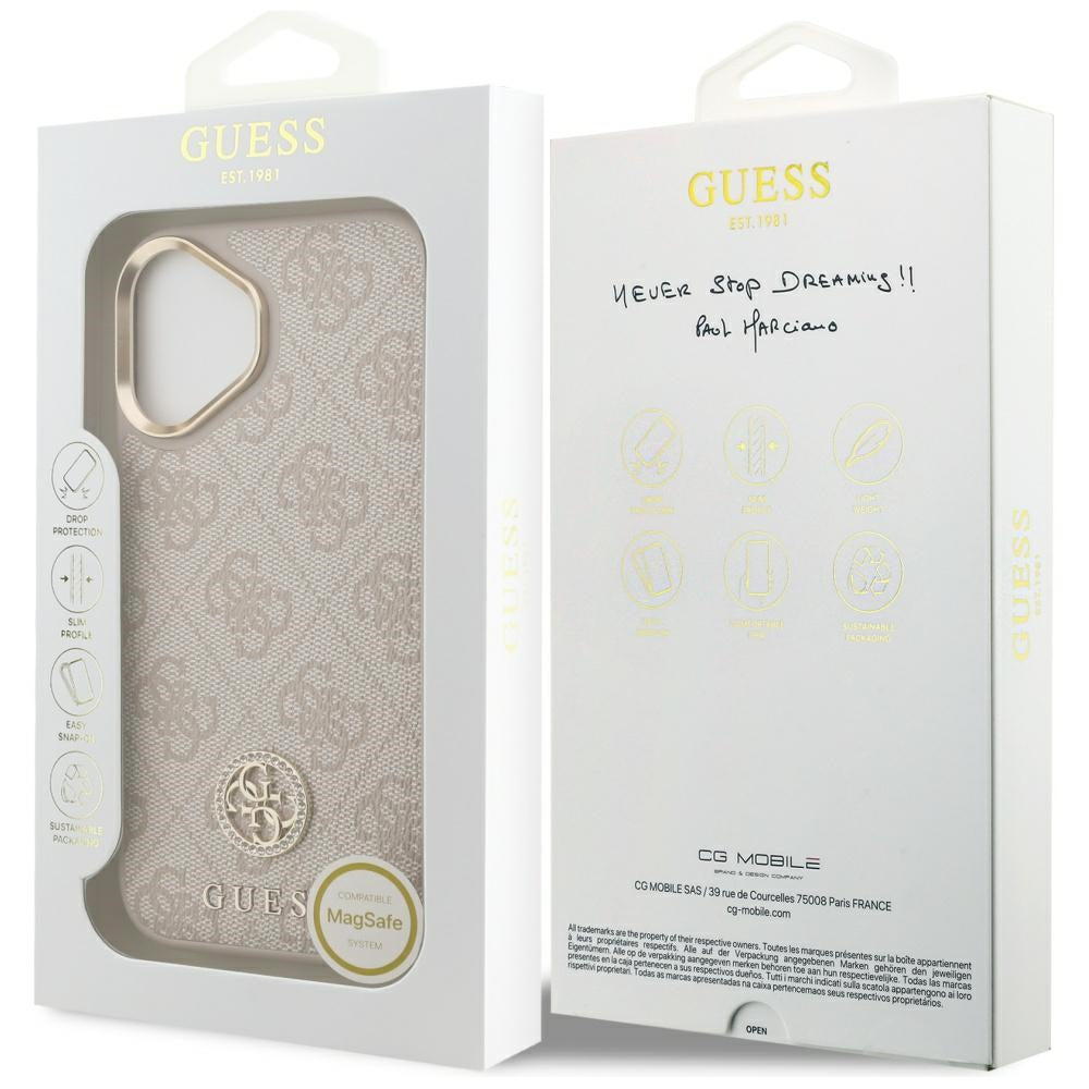 MagSafe futrola za Apple iPhone 17, Guess, 4G Strass Logo, Roza