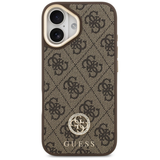MagSafe futrola za Apple iPhone 17, Guess, 4G Strass Logo with Big Strap, smeđa