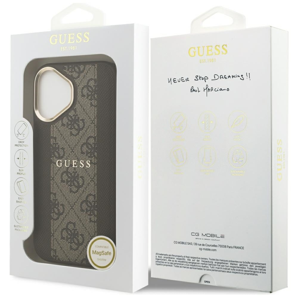 MagSafe futrola za Apple iPhone 17, Guess, 4G Stripe, smeđa