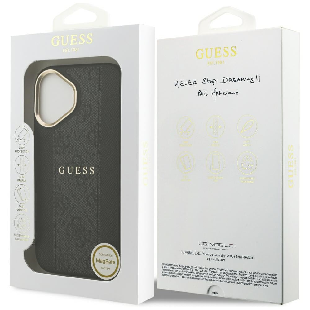 MagSafe futrola za Apple iPhone 17, Guess, 4G Stripe, Crna