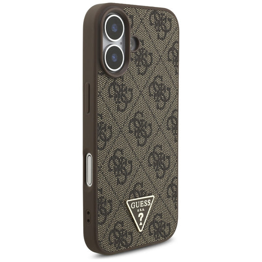 MagSafe futrola za Apple iPhone 17, Guess, 4G Triangle Logo Cord Strap, smeđa