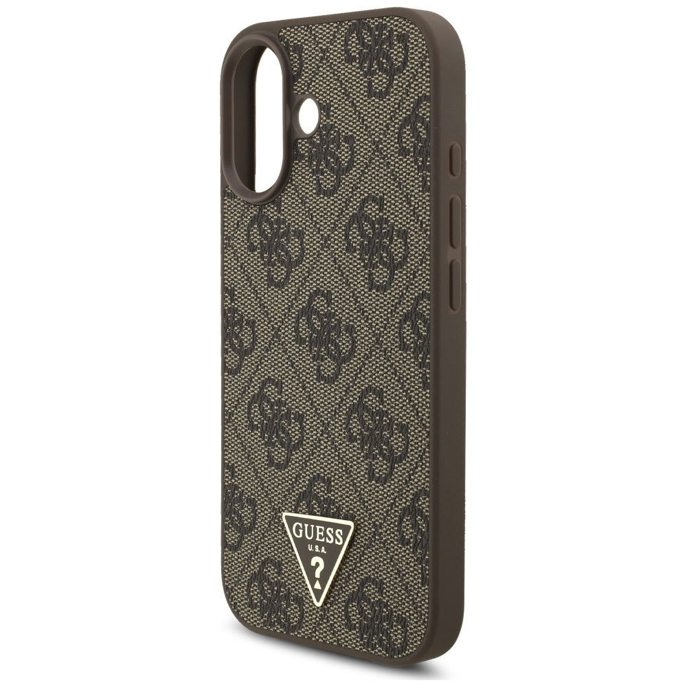 MagSafe futrola za Apple iPhone 17, Guess, 4G Triangle Logo Cord Strap, smeđa