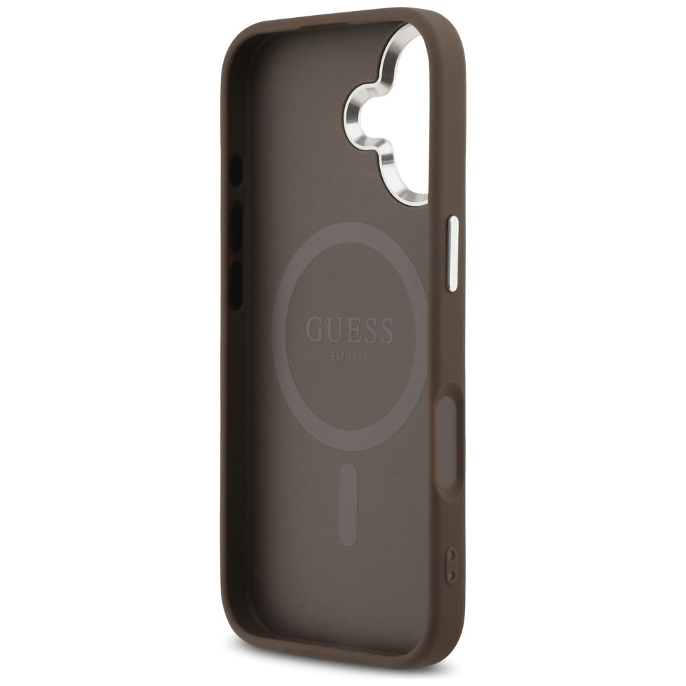 MagSafe futrola za Apple iPhone 17, Guess, 4G Triangle Logo, Smeđe Srebrna