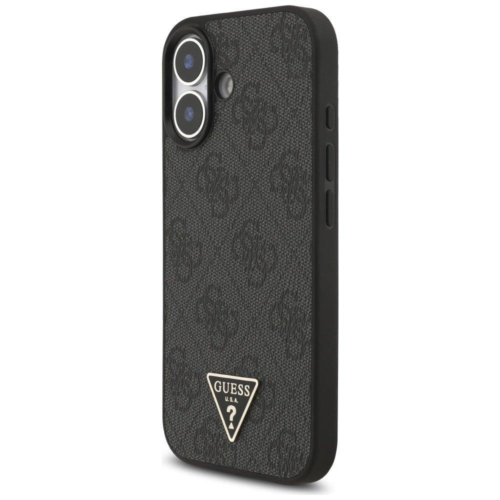 MagSafe futrola za Apple iPhone 17, Guess, 4G Triangle Logo s remenom, Crna