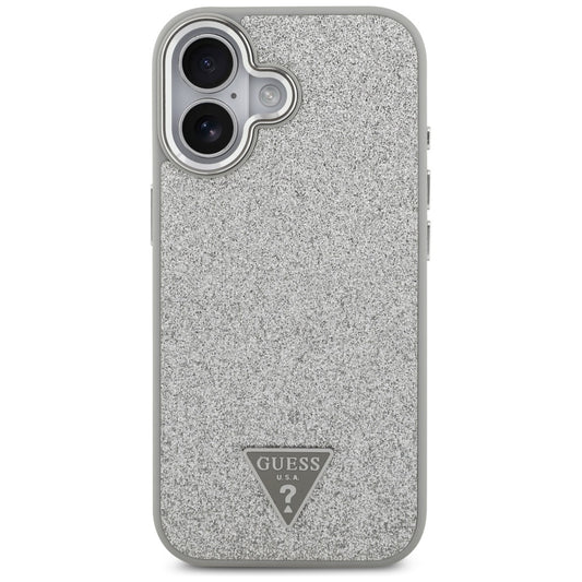 MagSafe futrola za Apple iPhone 17, Guess, Glitter Triangle Logo, Srebrna
