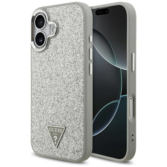 MagSafe futrola za Apple iPhone 17, Guess, Glitter Triangle Logo, Srebrna