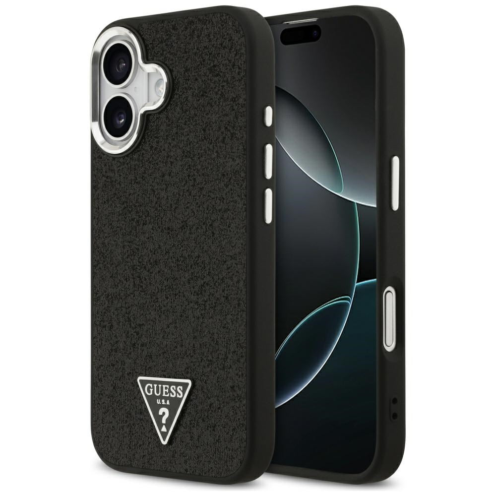 Futrola MagSafe za Apple iPhone 17, Guess, Glitter Triangle Logo, Crna