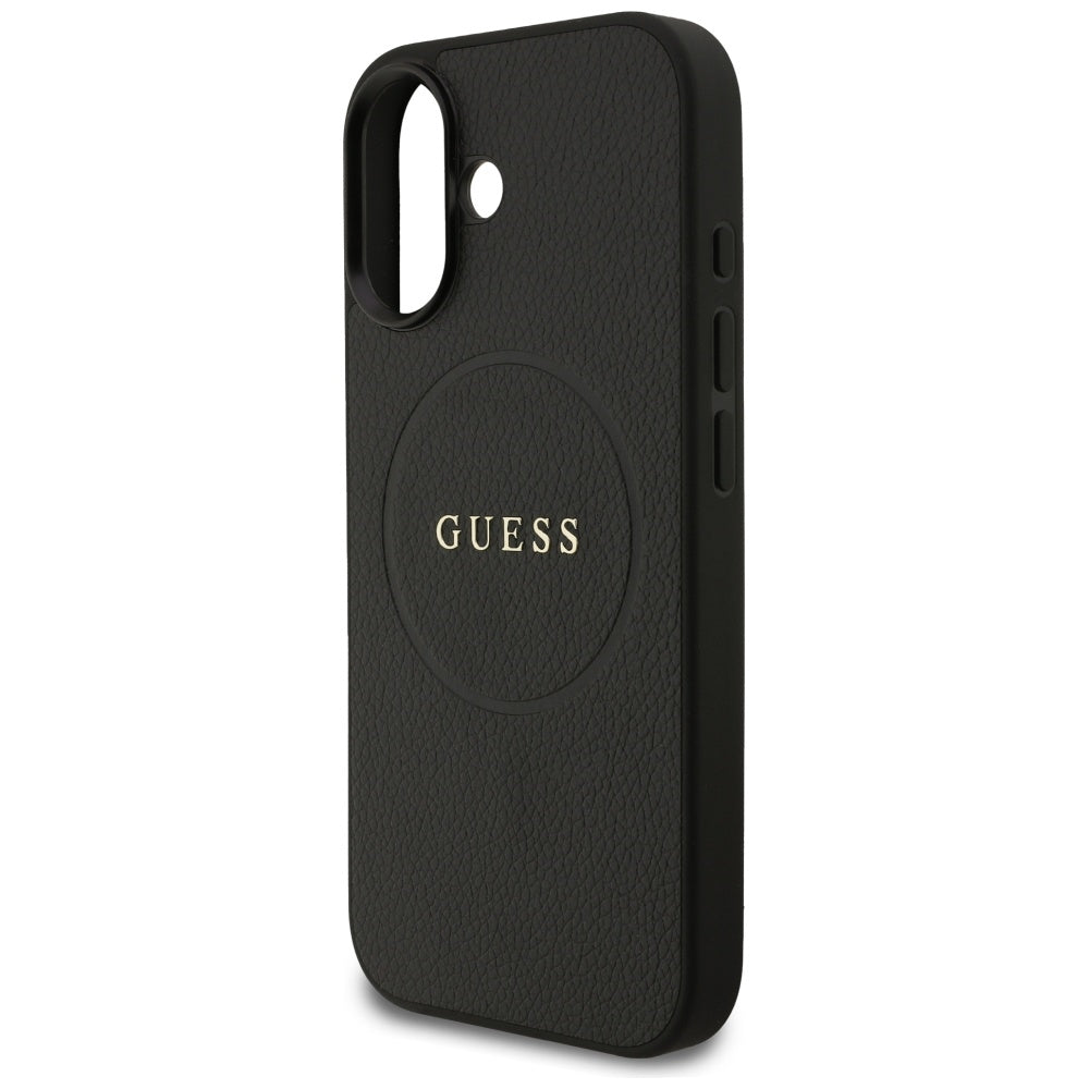 Futrola MagSafe za Apple iPhone 17, Guess, Grained Gold Ring, Crna