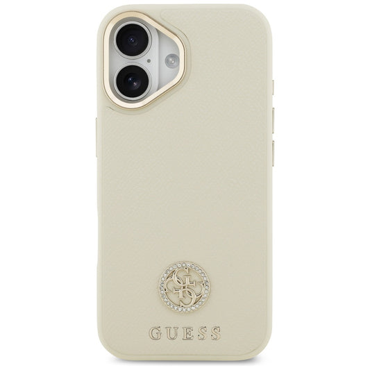 MagSafe futrola za Apple iPhone 17, Guess, Grained Strass Logo, Bež
