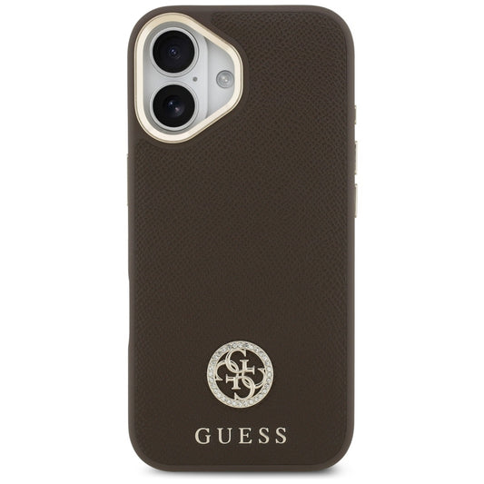 MagSafe torbica za Apple iPhone 17, Guess, Grained Strass Logo, Smeđa