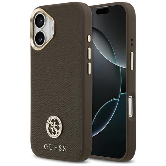 MagSafe torbica za Apple iPhone 17, Guess, Grained Strass Logo, Smeđa