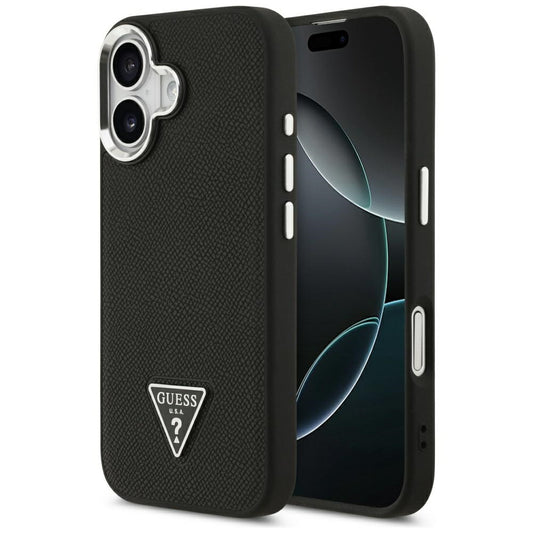 Futrola MagSafe za Apple iPhone 17, Guess, Grained Triangle Logo, Crna