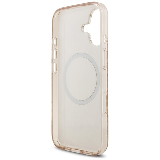 Husa MagSafe za Apple iPhone 17, Guess, IML Flowers Allover Electroplated with Pearl Strap, Crna