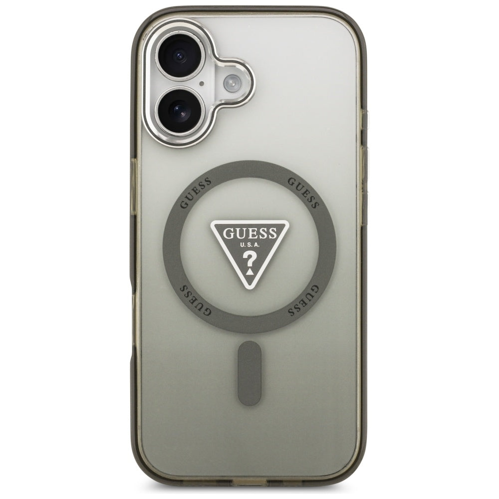 Futrola MagSafe za Apple iPhone 17, Guess, IML Gradient Triangle Logo, Srebrno Kaki
