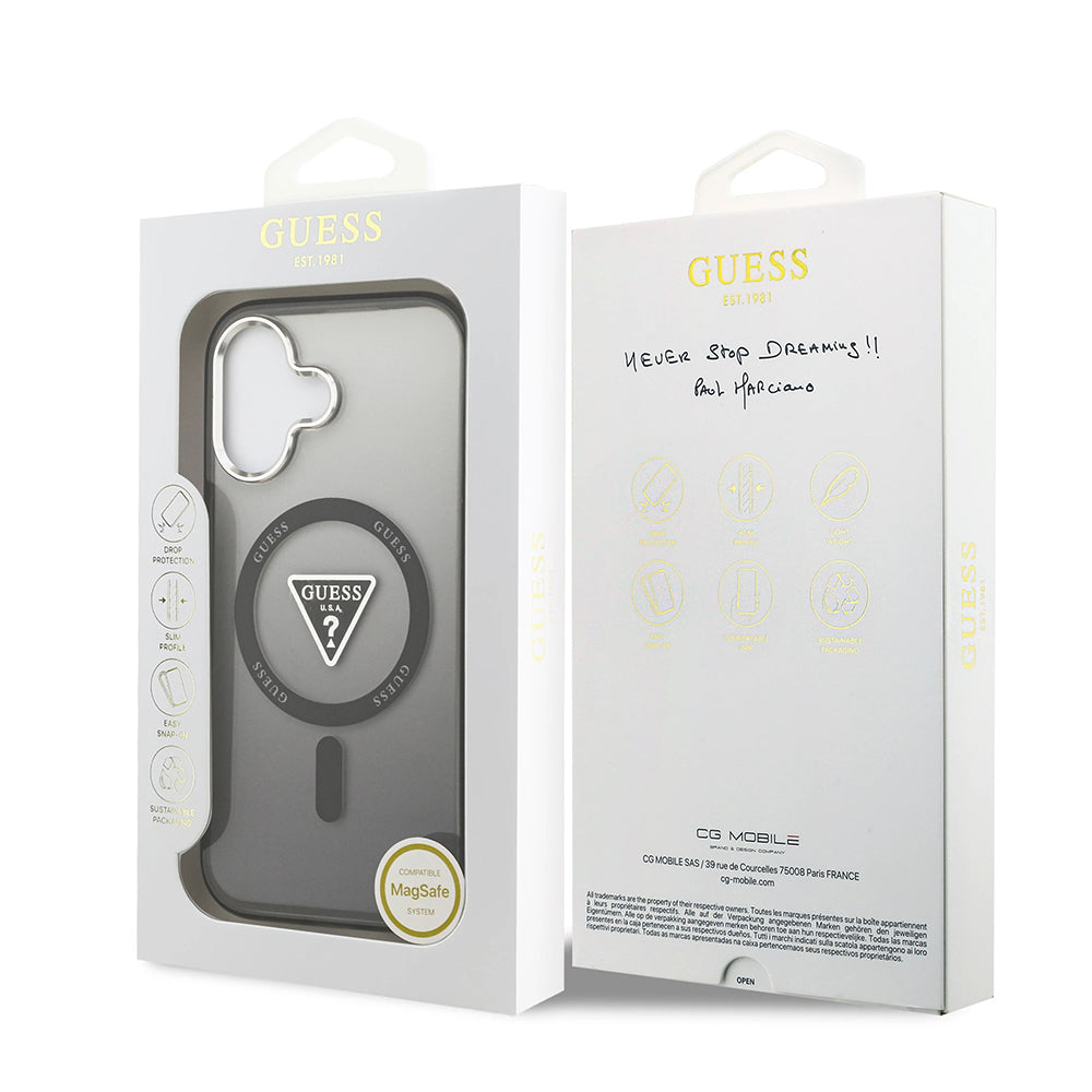 MagSafe futrola za Apple iPhone 17, Guess, IML Gradient Triangle Logo, Crna