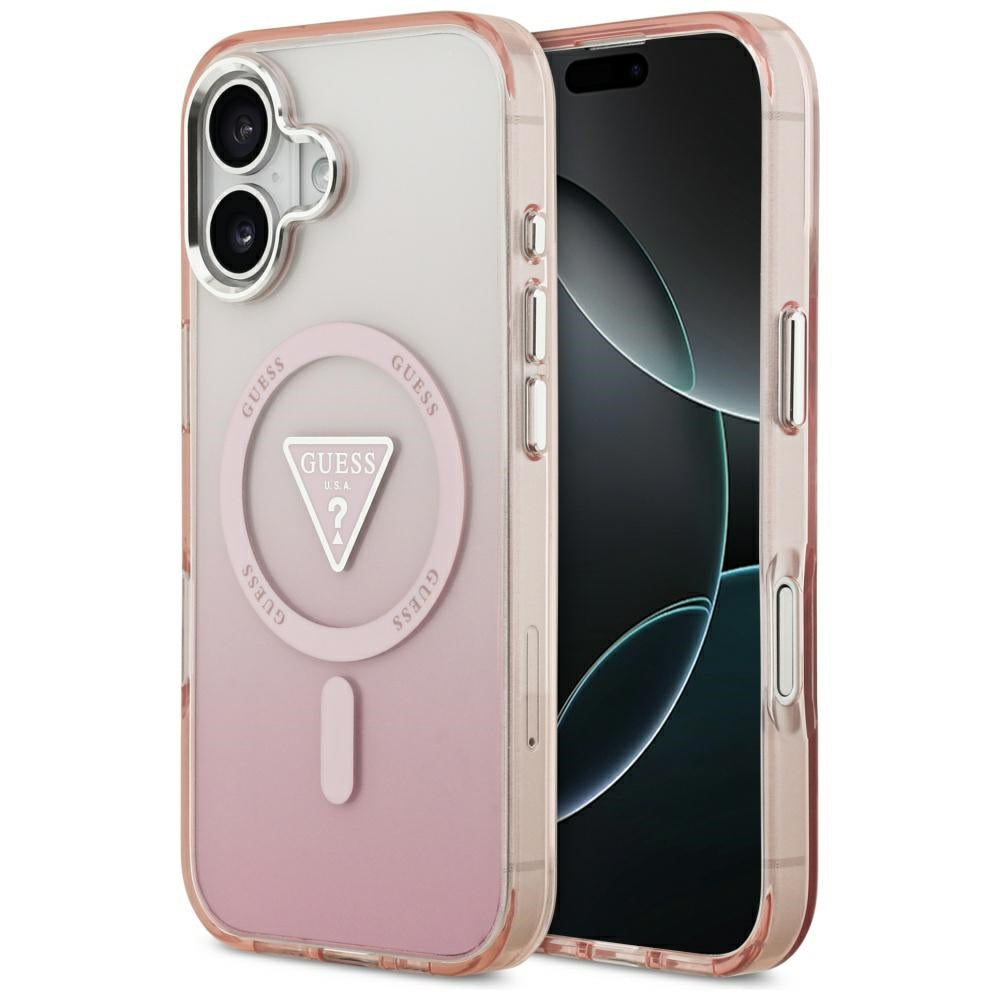 MagSafe futrola za Apple iPhone 17, Guess, IML Gradient Triangle Logo, Roza