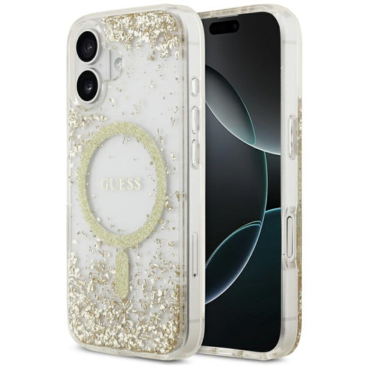 MagSafe torbica za Apple iPhone 17, Guess, Resin Bottom Glitter, Zlatna