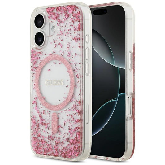 MagSafe futrola za Apple iPhone 17, Guess, Resin Bottom Glitter, Roza