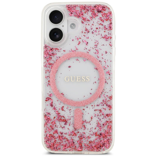 MagSafe futrola za Apple iPhone 17, Guess, Resin Bottom Glitter, Roza