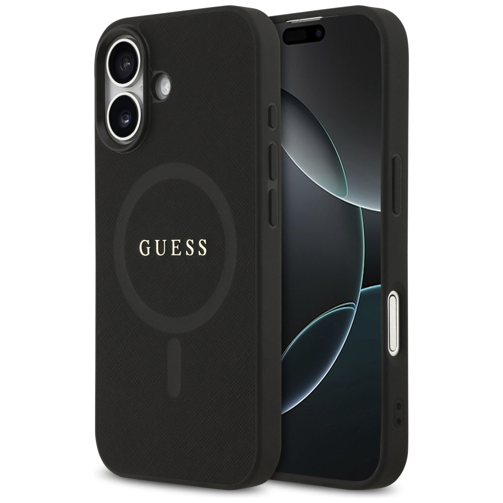 Futrola MagSafe za Apple iPhone 17, Guess, Saffiano Classic Logo, Crna