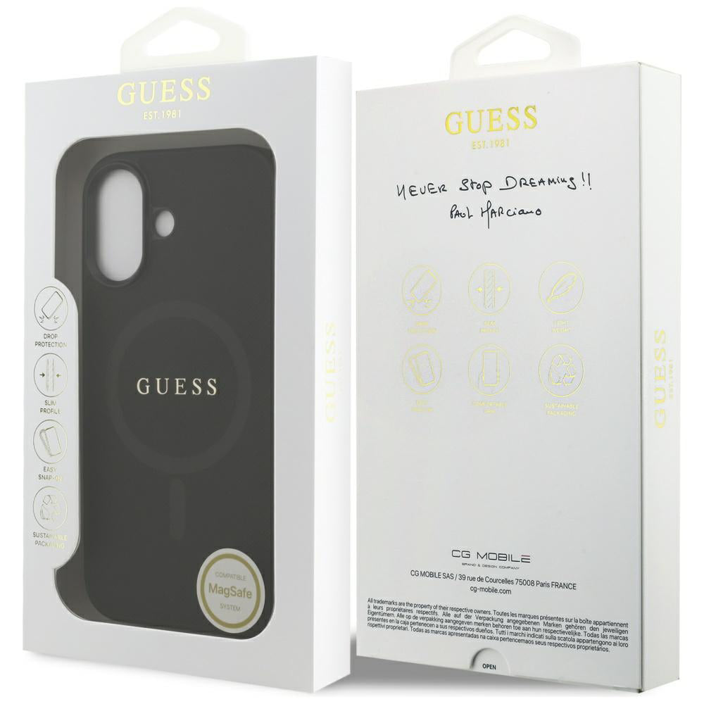 Futrola MagSafe za Apple iPhone 17, Guess, Saffiano Classic Logo, Crna