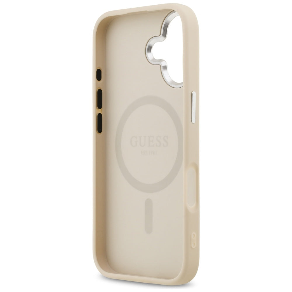 MagSafe futrola za Apple iPhone 17, Guess, Triangle Logo, Bež Srebrna
