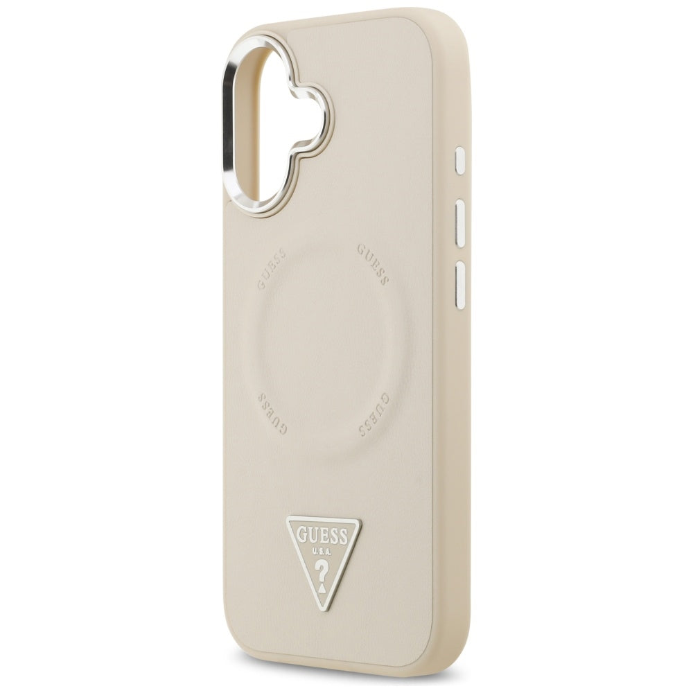 MagSafe futrola za Apple iPhone 17, Guess, Triangle Logo, Bež Srebrna