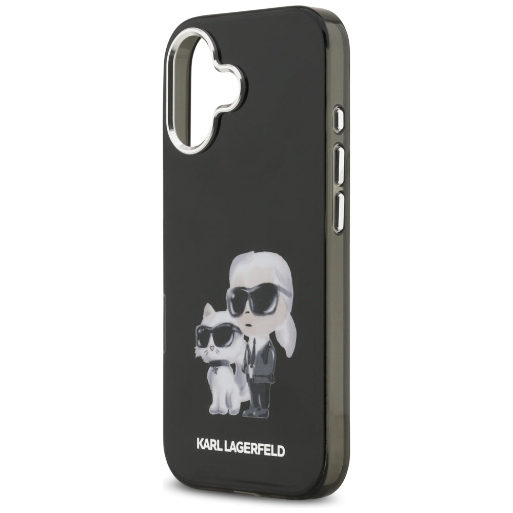 Futrola MagSafe za Apple iPhone 17, Karl Lagerfeld, IML Aquarelle Logo Karl & Choupette, Crna