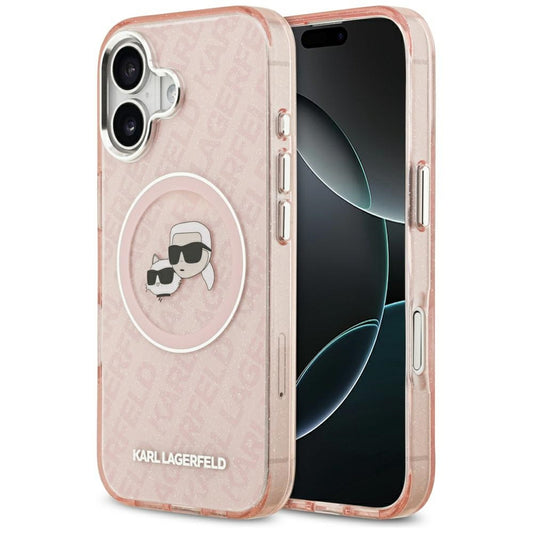 MagSafe futrola za Apple iPhone 17, Karl Lagerfeld, IML Glitter Karl & Choupette`s Heads, Roza