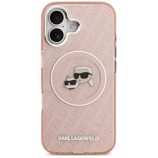 MagSafe futrola za Apple iPhone 17, Karl Lagerfeld, IML Glitter Karl & Choupette`s Heads, Roza