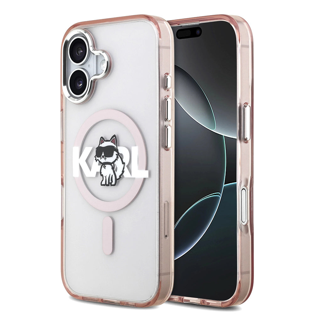 Futrola MagSafe za Apple iPhone 17, Karl Lagerfeld, IML Sketch Logo Choupette, Roza