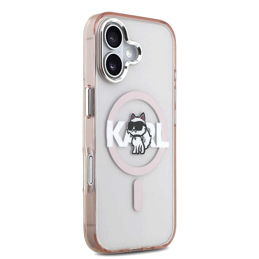 Futrola MagSafe za Apple iPhone 17, Karl Lagerfeld, IML Sketch Logo Choupette, Roza