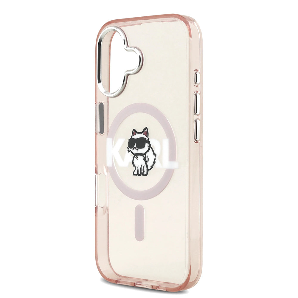 Futrola MagSafe za Apple iPhone 17, Karl Lagerfeld, IML Sketch Logo Choupette, Roza