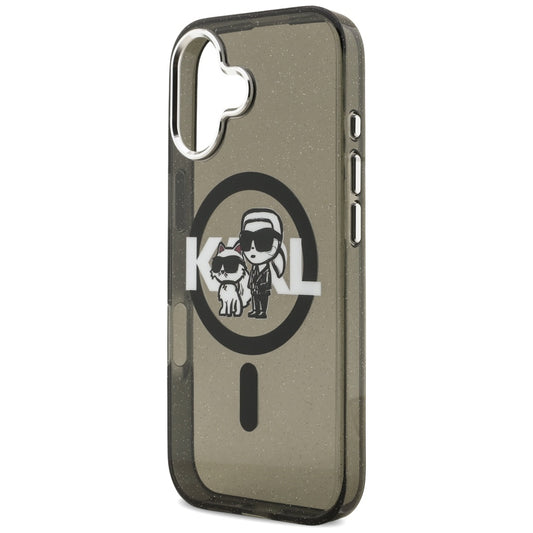 Futrola MagSafe za Apple iPhone 17, Karl Lagerfeld, IML Sketch Logo Glitter Karl & Choupette, Crna