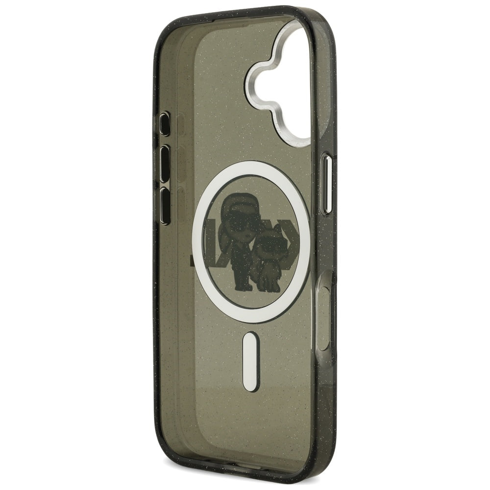 Futrola MagSafe za Apple iPhone 17, Karl Lagerfeld, IML Sketch Logo Glitter Karl & Choupette, Crna