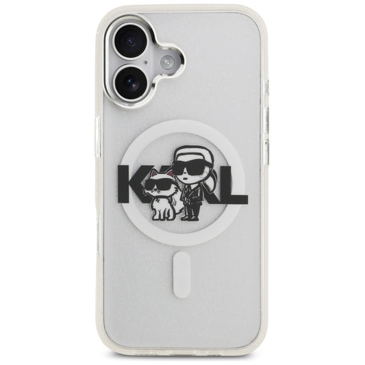 MagSafe futrola za Apple iPhone 17, Karl Lagerfeld, IML Sketch Logo Glitter Karl & Choupette, Prozirna