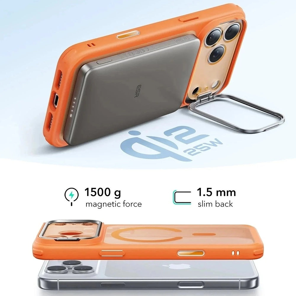 Futrola MagSafe za Apple iPhone 17 Pro, ESR, Classic Hybrid Kickstand Slide, Satinirana Narančasta